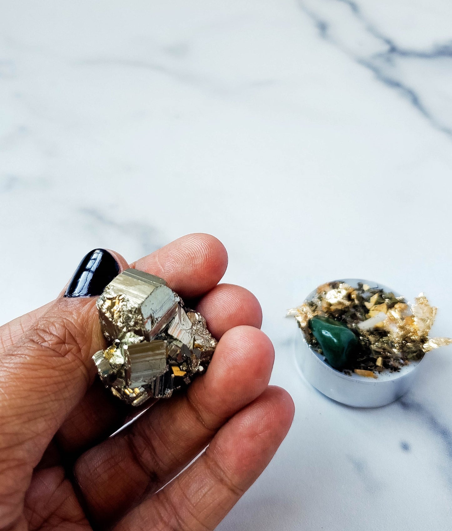 Abundance Spell Candle + Pyrite Cluster Gift Set