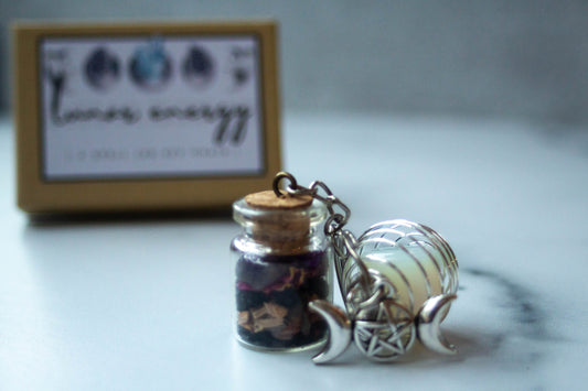 Lunar Energy Spell Bottle + Opalite Keychain