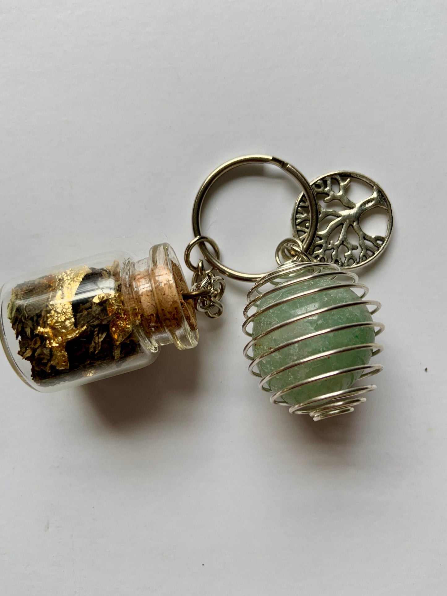 Abundance Spell Bottle + Aventurine Crystal Keychain